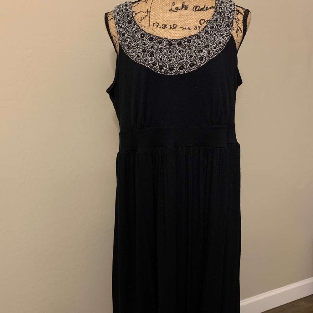 Alfani Woman Black Sleeveless Embellished Dress